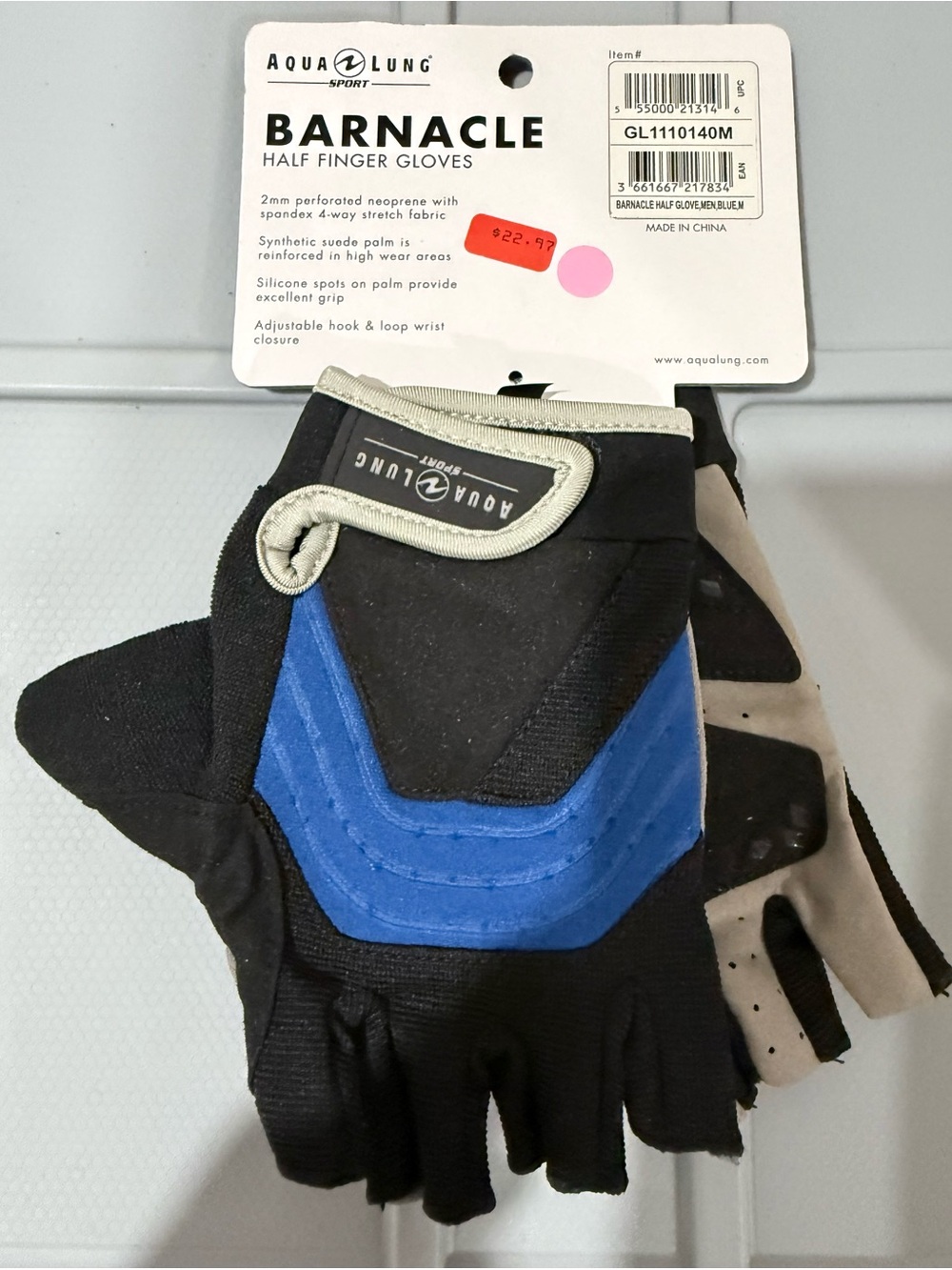 Barnacle Half Finger Dive Gloves - Black & Blue
